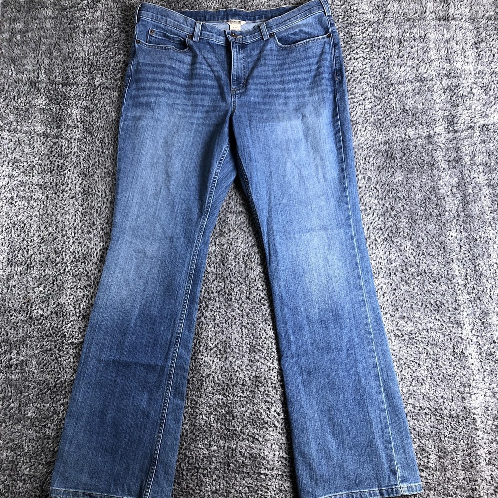 Duluth Trading Jeans Womens‎ 16x33 Blue Light Wash Relaxed Bootcut Stretch Denim